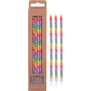 Κεριά πολύχρωμα ριγέ 18cm 6τεμ PME