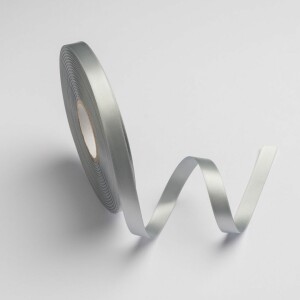 Κορδέλα σατέν γκρι με ούγια 12mm 50m διπλής όψης