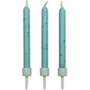 Κεριά γαλάζιo με glitter 6cm 10τεμ PME