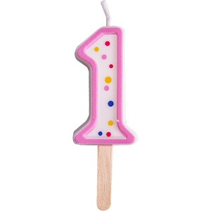 Κερι 1 ροζ πουά 6,4cm PME