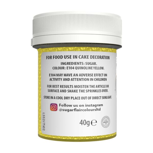 Ζάχαρη κίτρινη 40γρ Sugar Sprinkles Sugarflair - Image 2
