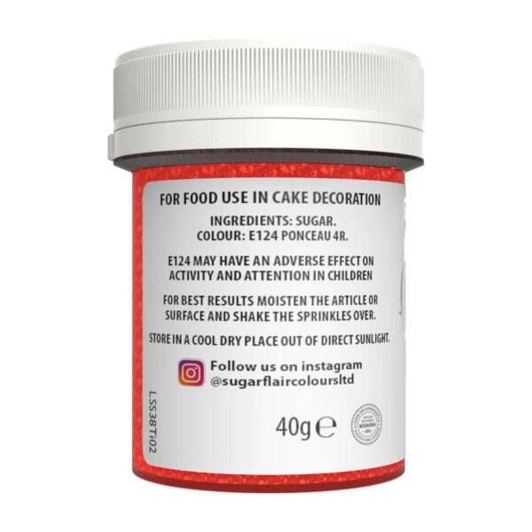 Ζάχαρη κόκκινη 40γρ Sugar Sprinkles Sugarflair - Image 2