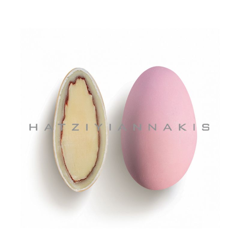 Κουφέτα Choco Almond φράουλα ροζ ανοιχτό 1 κιλό Χατζηγιαννάκη