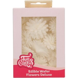 Mαργαρίτες βάφλας λευκές pompom 12τεμ Funcakes