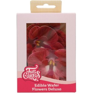 Ορχιδέες βάφλας κόκκινες μεσαίες Deluxe 10τεμ Funcakes
