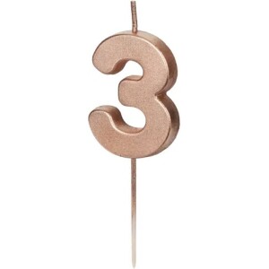 Κερί 3 ροζ χρυσό 4,5cm PartyDeco