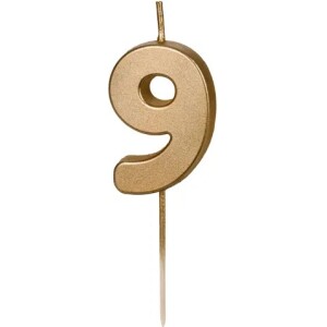 Κερί 9 χρυσό 4,5cm PartyDeco