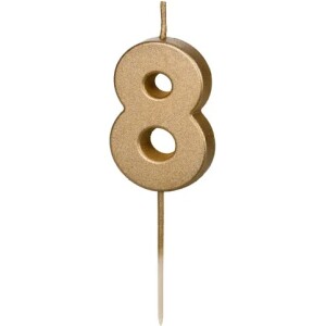 Κερί 8 χρυσό 4,5cm PartyDeco