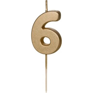 Κερί 6 χρυσό 4,5cm PartyDeco