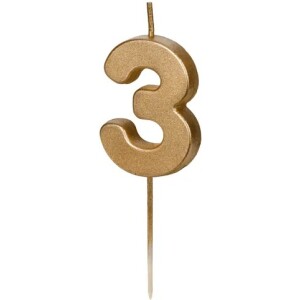 Κερί 3 χρυσό 4,5cm PartyDeco