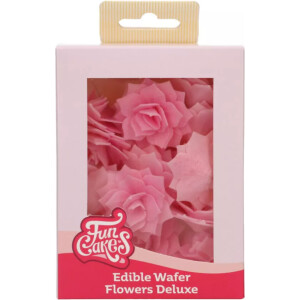 Τριαντάφυλλα βάφλας rosalia ροζ μεσαία deluxe 15τεμ Funcakes
