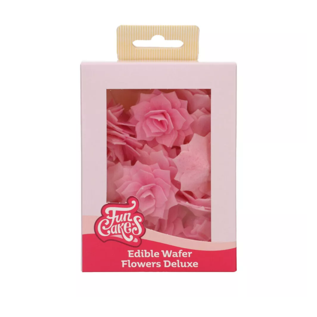 Τριαντάφυλλα βάφλας rosalia ροζ μεσαία deluxe 15τεμ Funcakes