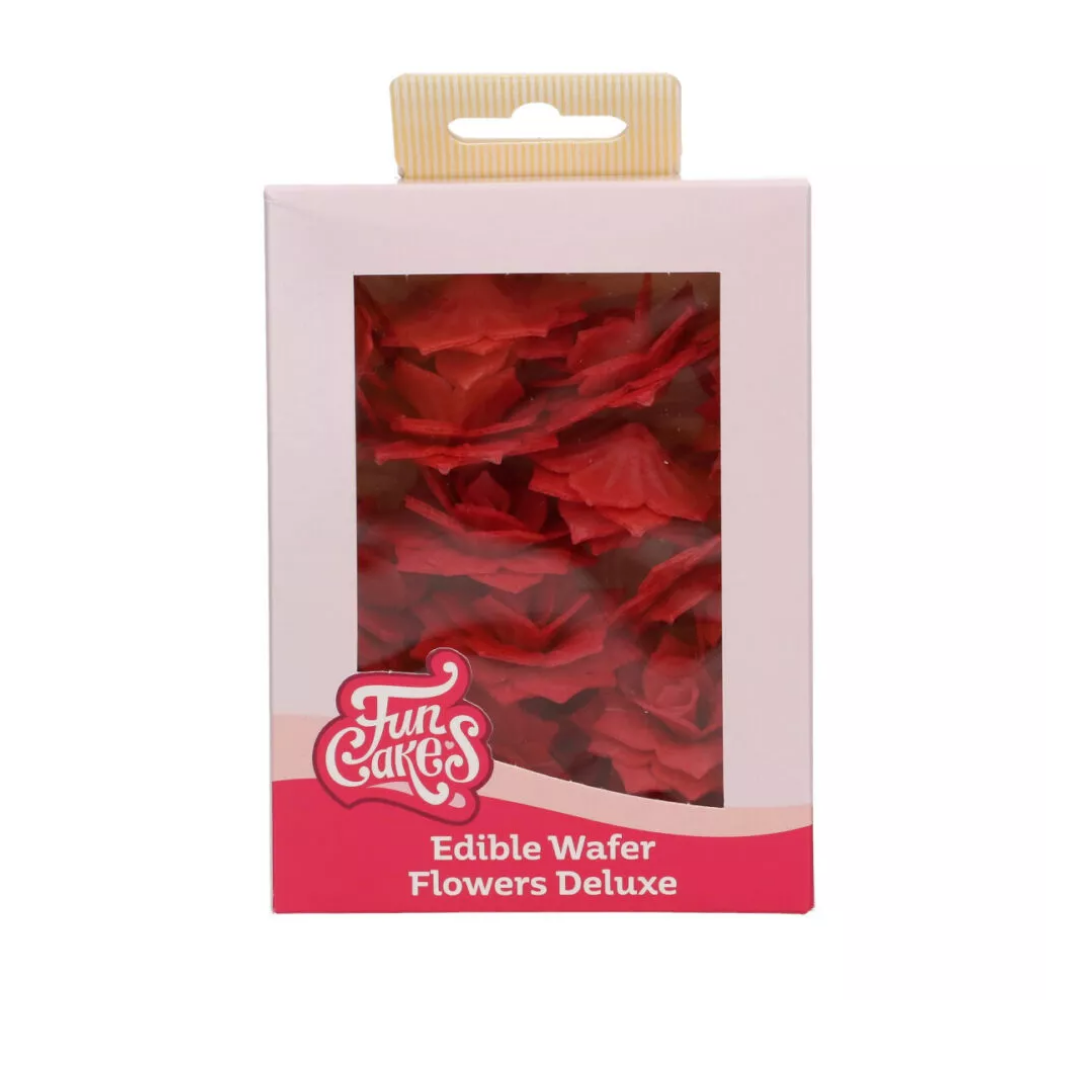 Τριαντάφυλλα βάφλας rosalia κόκκινα μεσαία deluxe 15τεμ Funcakes