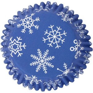 Θήκες για cupcake χριστουγεννιάτικες μπλε με χιονονιφάδες 30τεμ PME