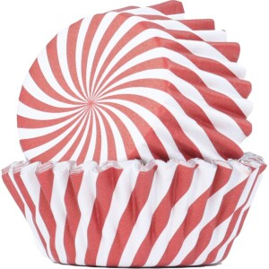 Θήκες για cupcake χριστουγεννιάτικες κόκκινο λευκό ριγέ 30τεμ PME