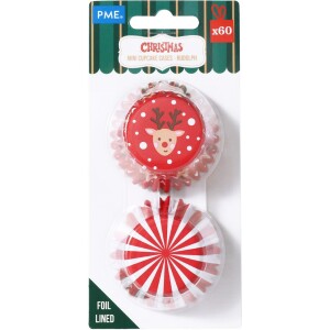 Θήκες cupcake foil snow rudolf mini 60τεμ PME