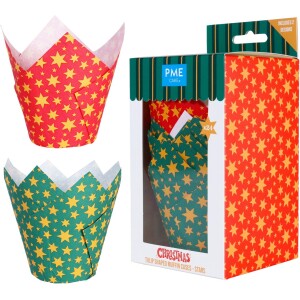 Τουλίπες stars κόκκινες-πράσινες με χρυσά αστέρια 24τεμ PME