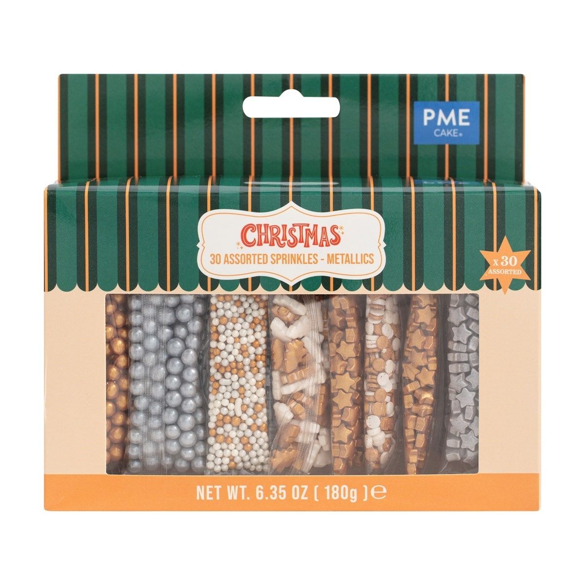 Sprinkles διάφορα χριστουγεννιάτικα μεταλλιζέ σε 30 σακουλάκια PME