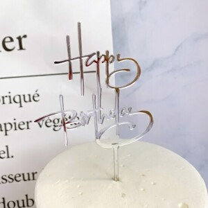 Topper Happy Birthday Funky ασημί 16cm