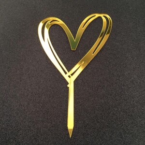 Topper καρδιά τριπλή χρυσό 17cm