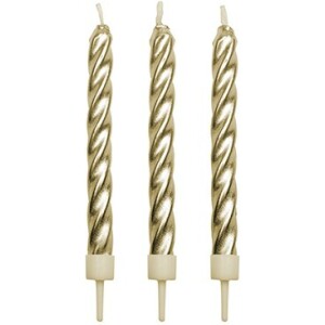Κεριά twist χρυσά με βάση 6,5cm 10τεμ PME
