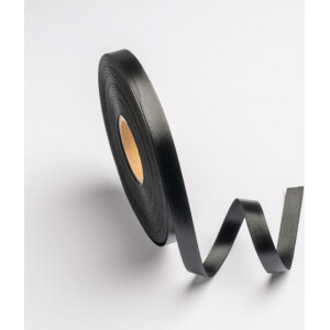 Κορδέλα σατέν μαύρο με ούγια 12mm 50m διπλής όψης