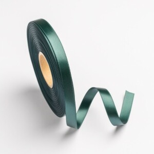 Κορδέλα σατέν πράσινο σκούρο με ούγια 12mm 50m διπλής όψης