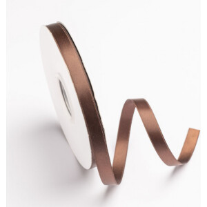 Κορδέλα σατέν καφέ με ούγια 12mm 50m διπλής όψης