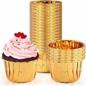 Θήκες cupcake σταθερές χρυσό 5cm 50τεμ