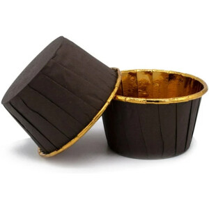 Θήκες cupcake σταθερές μαύρο με χρυσό 5cm 50τεμ