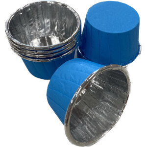 Θήκες cupcake σταθερές mini γαλάζιο με ασημί 3,8cm 50τεμ