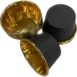 Θήκες cupcake σταθερές mini μαύρο με χρυσό 3,8cm 50τεμ