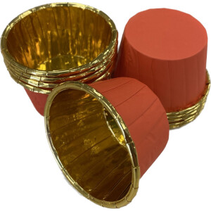 Θήκες cupcake σταθερές mini κόκκινο με χρυσό 3,8cm 50τεμ