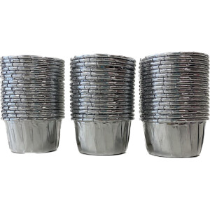 Θήκες cupcake σταθερές mini ασημί 3,8cm 50τεμ