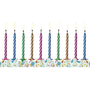 Alternative view of Κεριά πολύχρωμα ριγέ magic 6cm 10τεμ PartyDeco