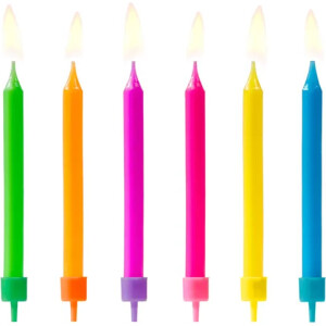 Κεριά πολύχρωμα έντονα 6,5cm 6τεμ Party Deco