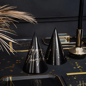 Alternative view of Καπελάκια μαύρα Happy New Year 6τεμ 16cm PartyDeco