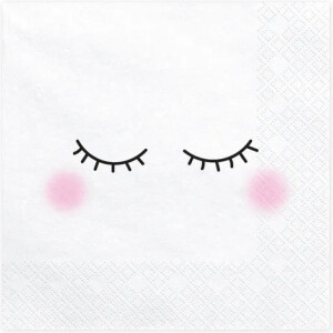 Χαρτοπετσέτες λευκές unicorn με ματάκια 33cm 20τεμ PartyDeco