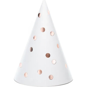 Καπελάκια λευκά ροζ χρυσό πουά 6τεμ 16cmPartyDeco