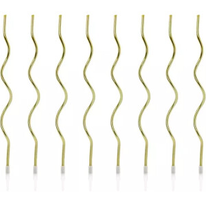 Alternative view of Κεριά curl χρυσά 14cm 8τεμ PartyDeco