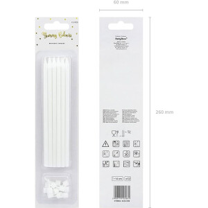 Κεριά λευκά 14cm 12τεμ PartyDeco