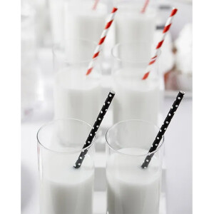 Καλαμάκια χάρτινα μαύρα πουά 10τεμ 19,5cm PartyDeco