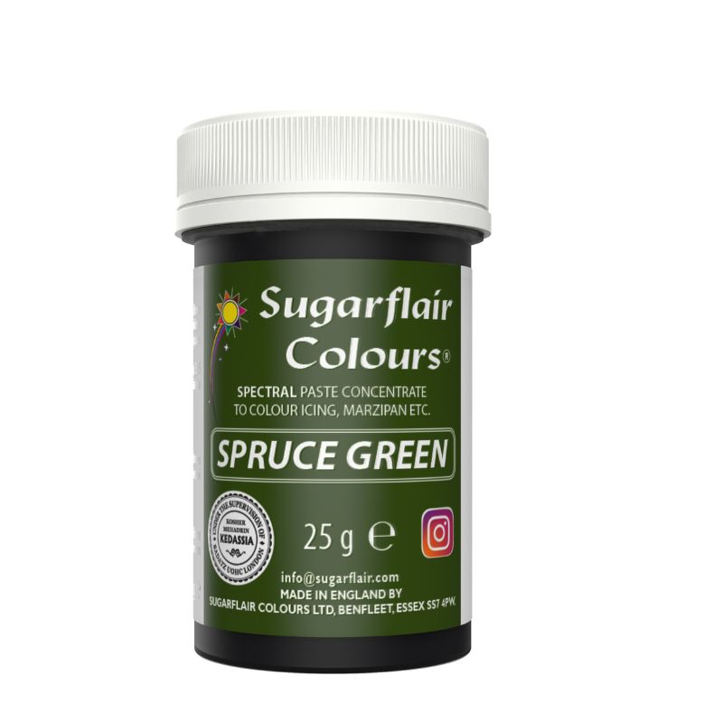 Χρώμα ζαχαροπλαστικής πάστα πράσινο spruce 25γρ Sugarflair - Image 2