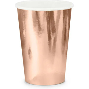 Ποτηράκια χάρτινα ροζ χρυσό 220ml 6τεμ PartyDeco