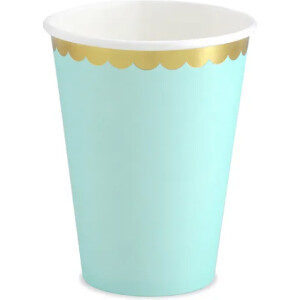 Ποτηράκια χάρτινα μέντα με χρυσό 220ml 6τεμ PartyDeco
