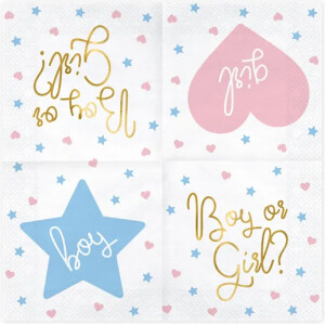 Alternative view of Χαρτοπετσέτες λευκές boy or girl 33cm 20τεμ PartyDeco