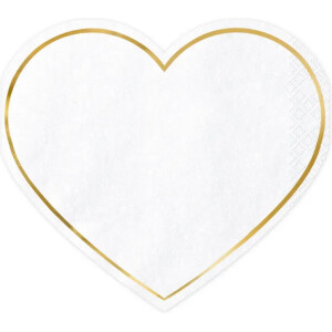 Χαρτοπετσέτες καρδιές με χρυσό περίγραμμα 14,5x12,0cm 20τεμ PartyDeco