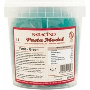 Ζαχαρόπαστα μοντελισμού πράσινο 1 κιλό Saracino B.B. 03/2026