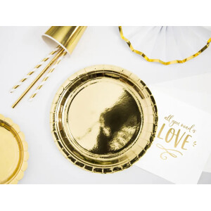 Alternative view of Πιάτα χάρτινα χρυσά 23cm 6τεμ PartyDeco