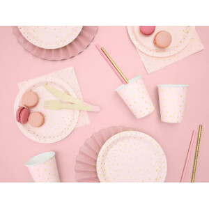 Alternative view of Πιάτα χάρτινα ροζ με χρυσό πουά 18cm 6τεμ PartyDeco